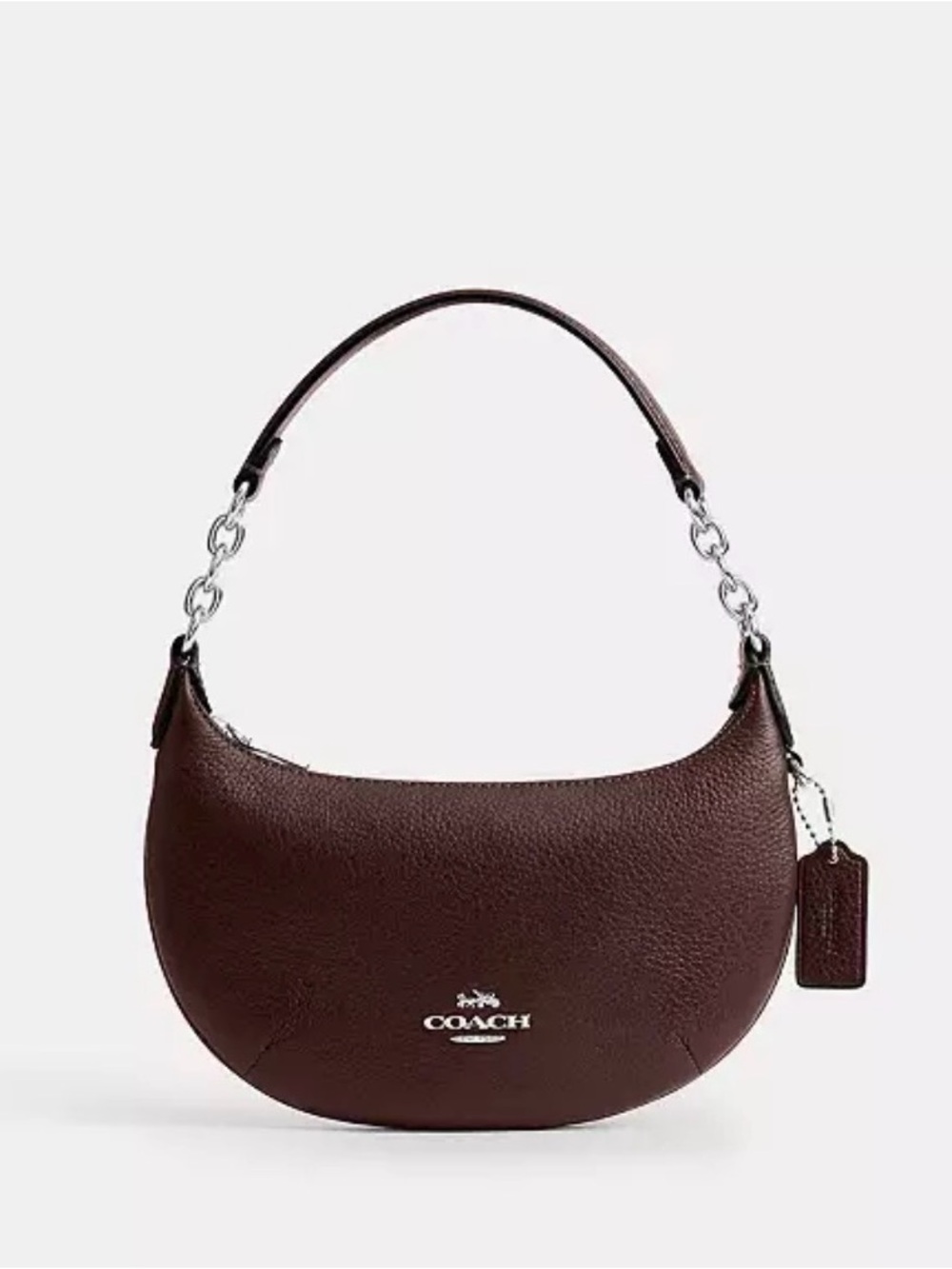 Coach Crescent Shoulder Bag in Dark Brown Pebbled Leather